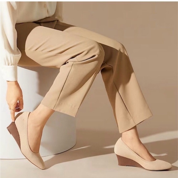 vivaia Shoes - VIVAIA Tamia Wedge Women's Round Toe Comfortable Wedge Heels - Cream Color